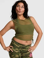 Mesh Ruched Muscle Tank Top