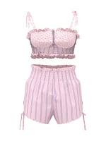Cotton Bralette & Ruffle Shorts Set