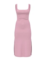 All-Day Soft Ribbed Bodycon Midi Dress