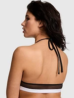 Logo Mesh Halter Triangle Bralette