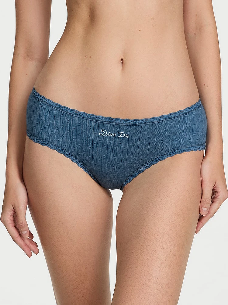 Lace-Waist Cotton Cheeky Panty