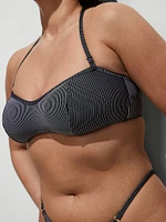 Two-Tone Rib Strapless Bandeau Bikini Top