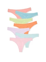 7-Pack Days of the Week Lace-Trim Thong Panties