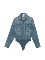 Atelier Victoria's Secret X Altuzarra Denim Pocketed Shirt Bodysuit