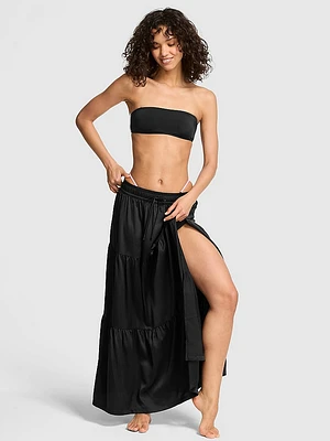 Satin Tiered Maxi Skirt