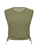Mesh Ruched Muscle Tank Top