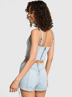 Denim by PINK Side Lace-Up Corset Top