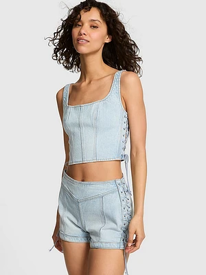 Denim by PINK Side Lace-Up Corset Top
