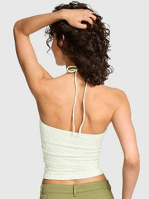 Floral Jacquard Halter Top