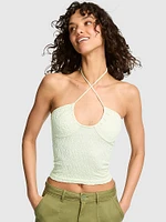 Floral Jacquard Halter Top