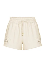 Beachwear Linen Lace-Trim Shorts