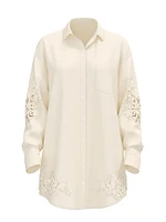 Beachwear Linen Lace-Trim Shirt
