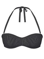 Two-Tone Rib Strapless Bandeau Bikini Top