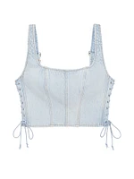 Denim by PINK Side Lace-Up Corset Top