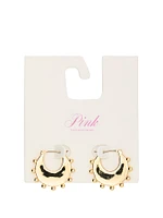 Small Gold Beaded Ball Hoop Earrings
