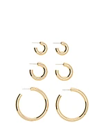 Gold 3-Pack Chunky Hoop Earring Set