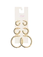 Gold 3-Pack Chunky Hoop Earring Set