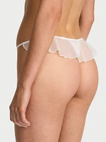 Peony Embroidery Bridal Pearl Strand V-String Panty