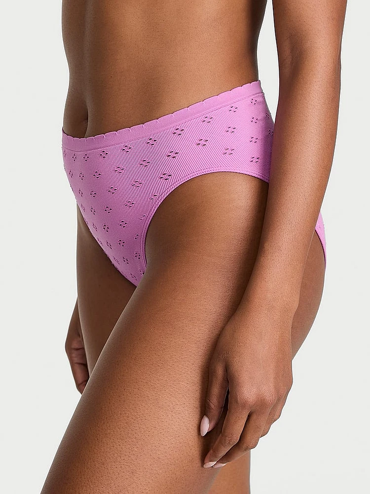 Seamless Lace-Trim High-Leg Brief Panty