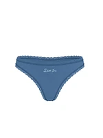Cotton Pointelle Lace-Waist Thong