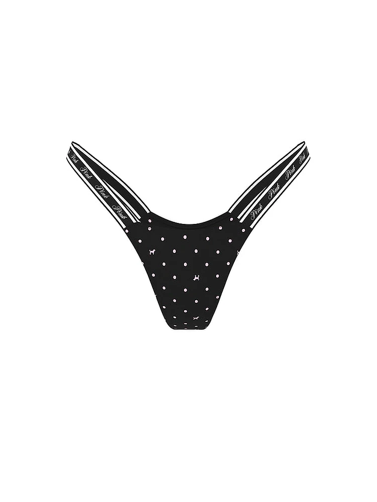 Logo Cotton High-Leg Micro Thong Panty