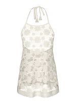 Beach Blooms Crochet Halter Mini Dress
