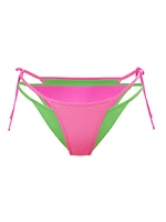 Layered Side-Tie Cheeky Bikini Bottom