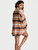 Modal-Cotton Button-Front Sleepshirt
