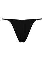 Two-Tone Rib Thong Bikini Bottom
