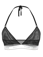 Logo Mesh Halter Triangle Bralette