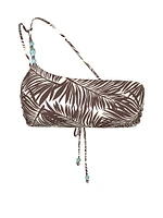 Beaded One-Shoulder Bandeau Bikini Top