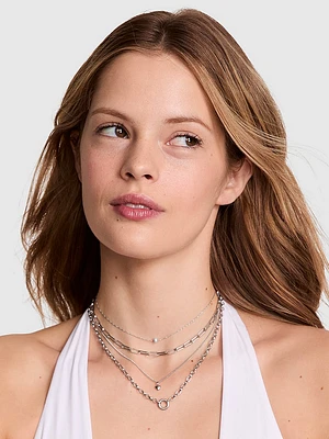 Silver 4-Piece Layered Necklace Set