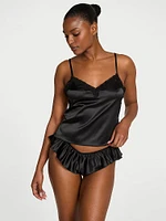 Tease Satin Lace-Trim Cami & Flutter Shorts Set