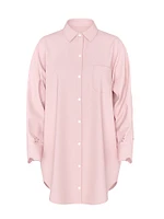 Modal-Cotton Button-Front Sleepshirt