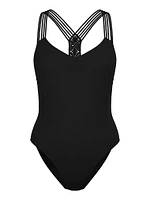 Archives Beach Macrame One-Piece Swimsuit