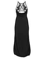 Sheer Rose Satin High-Neck Long Slip