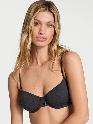 Cotton Logo Hardware Unlined Demi Bra
