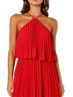 Gia Pleated Halterneck Mini Dress