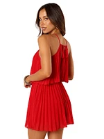 Gia Pleated Halterneck Mini Dress