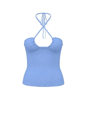 Floral Jacquard Halter Top