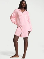 Modal-Cotton Button-Front Sleepshirt