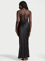 Sheer Rose Satin High-Neck Long Slip