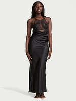 Sheer Rose Satin High-Neck Long Slip