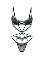 Siren Shimmer Embroidery Strappy Teddy