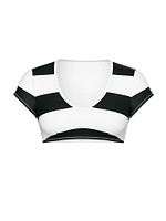 Graphic Stripe Scuba Crop Bikini Top