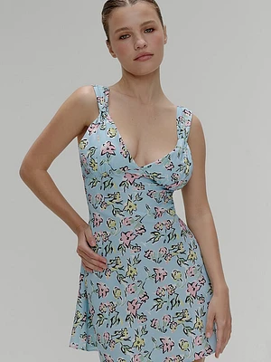 Emilia Satin Floral Mini Dress