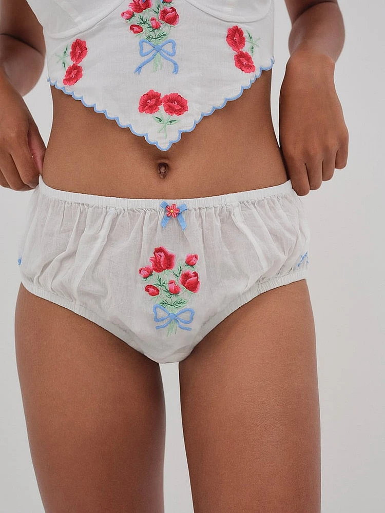 Forget Me Not Embroidery Bloomer Panty