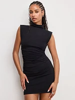 Super Stretch Jersey Mock Neck Mini Dress