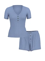 Pointelle Modal Henley Tee & Boxer Short Set
