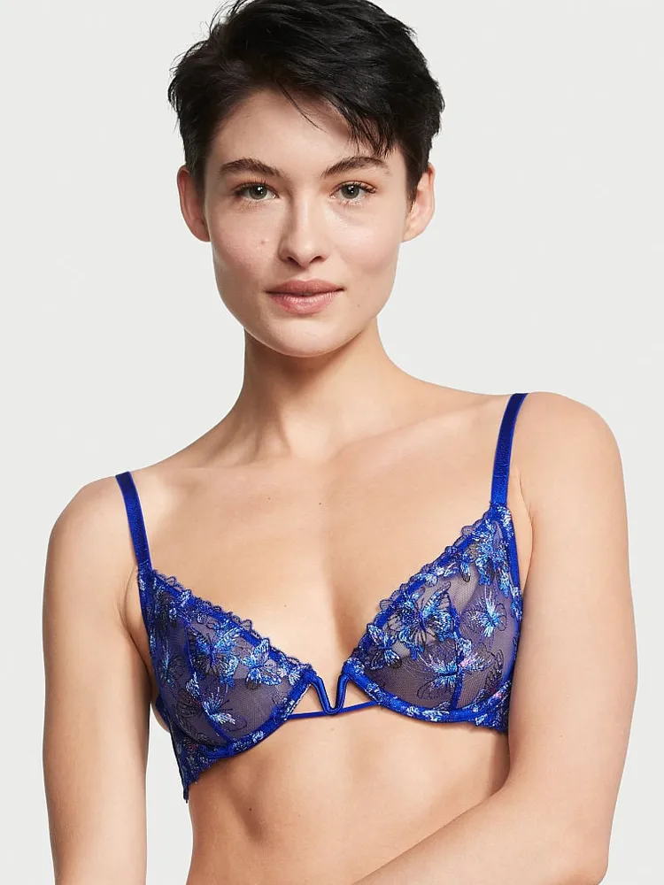 Vs Satin Ziggy Glam Floral Embroidery Lightly Lined Balconette Bra